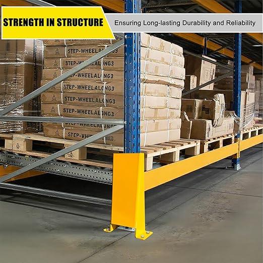 Pallet Rack Post Protectors 16 Height Steel Pallet Rack Guard Safety Yellow Racking Protectors (2 Packs)