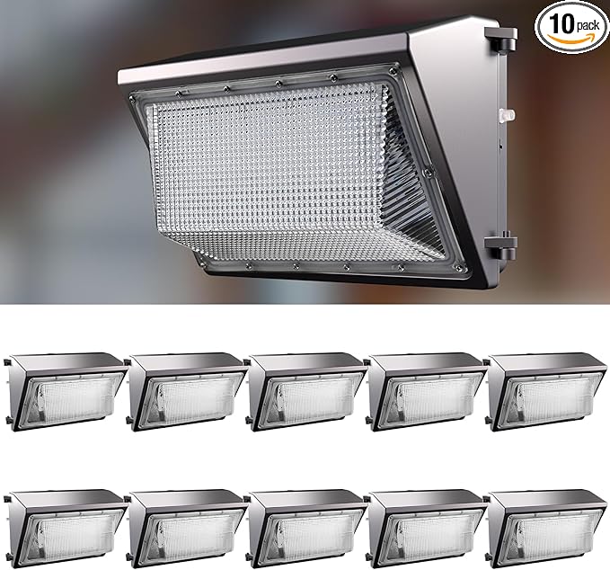 Lightdot 10Pack 150W LED Wall Pack Lights - 22500Lm(150Lm/W) Dusk-to-Dawn (100-277V) 5000K IP65 Outdoor Exterior Lighting Fixture for Warehouse/Parking Lots | 5-Yr Warranty ETL(Height:10~20ft)