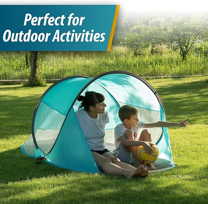 Vaygway Pop-up Tent and Automatic Instant Portable Cabana - Premium Quality 2-4 Person Easy Throw Setup Windproof Waterproof Travel Cabana Beach Tent Shelter- for Hiking Camping &amp Outdoor Activit
