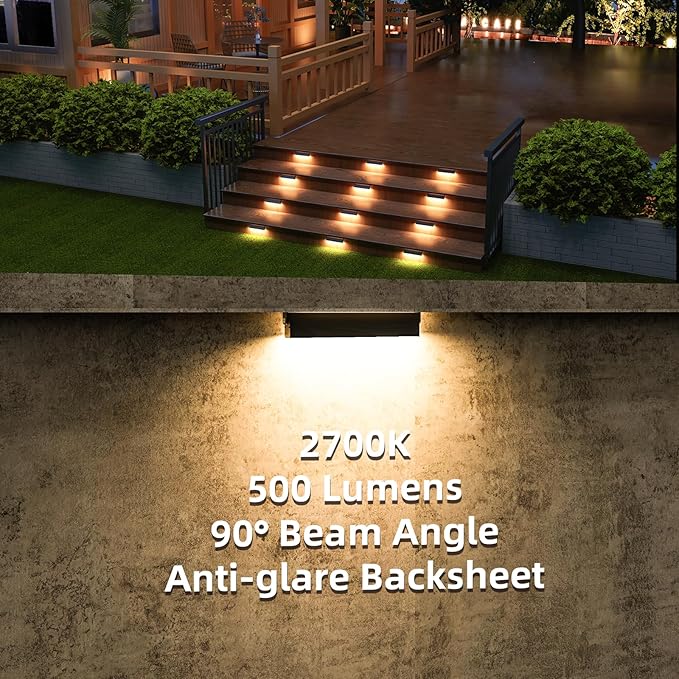 Teekuv 8 Pack 7 Inch Retaining Wall Lights 5W LED Hardscape Lighting 12V AC/DC Low Voltage Paver Lights Outdoor Waterproof 2700K Soft White Landscape Lighting for Walls Patio Yard ETL