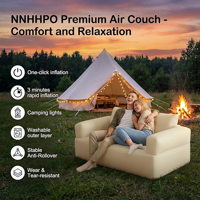 Outdoor Furniture Inflatable Couch for Camping with Built in PumpAutomatic Inflation Durable Luxury Blow Up Couch for Backyard Beach Travel Home UseInflatable SofaAir CouchesCouches