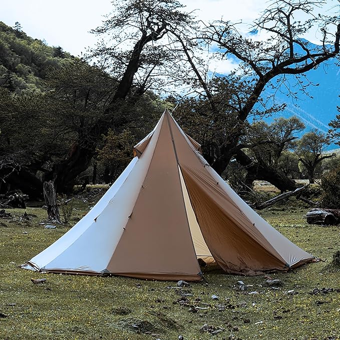 Tipi Tent Camping Hot Tent Rheum Nobile Lightweight Teepee Waterproof with Stove Jack for 2-4 Person Hiking Hunting Backpacking