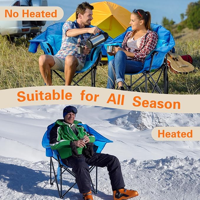 NAIZEA Heated Massage Camping ChairsHeated Outdoor Chair w/3 Heating Mode Oversized Heated Chair for Adults Heavy Duty Folding Camping Chairs for CampFishing Sports EventsNOT Included Battery