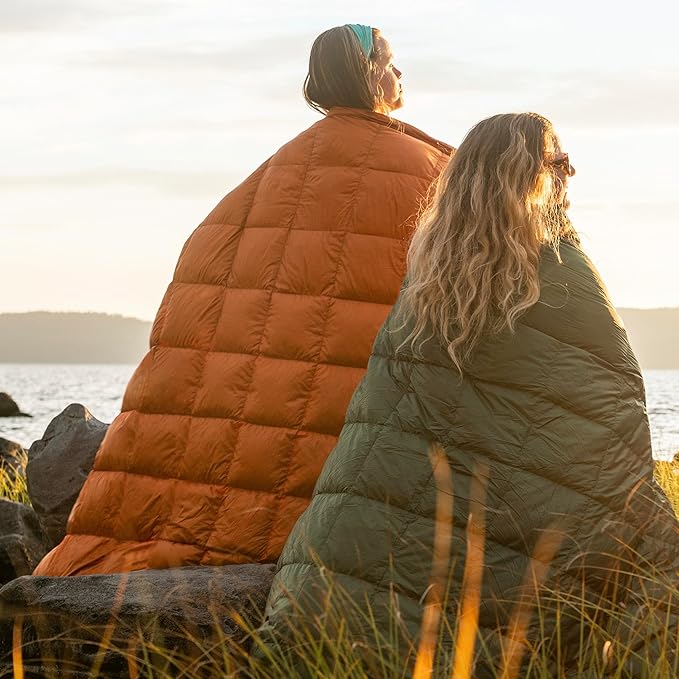 Horizon Hound Puffy Down Camping Blanket - Outdoor Travel Quilt | Sustainable Insulated Lightweight &amp Warm Gear for Sleep Camping Stadium Hiking &amp Festivals | Water Resistant Packable &a