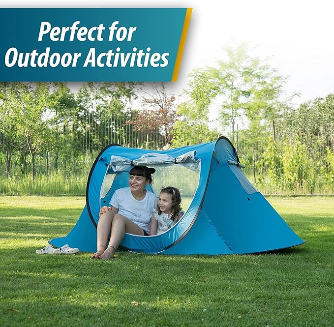 Vaygway Pop-up Tent and Automatic Instant Portable Cabana - Premium Quality 2-4 Person Easy Throw Setup Windproof Waterproof Travel Cabana Beach Tent Shelter- for Hiking Camping &amp Outdoor Activit