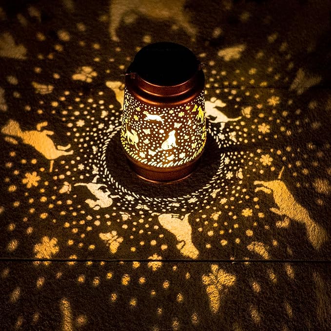 Dog Solar Lanterns Outdoor Waterproof Hanging Solar Lights Dog Gifts for Women Men Metal Decorative LED Lanterns for Yard Patio Lawn Tabletop Pathway Landscape Garden Decor Dog Lovers Gifts
