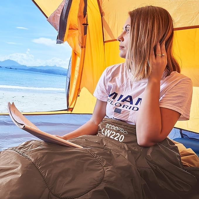 ECOOPRO Warm Weather Sleeping Bag - Portable Waterproof Compact Lightweight Comfort with Compression Sack - Great for Outdoor Camping Backpacking &amp Hiking-83 L x 30 W Fits Adults