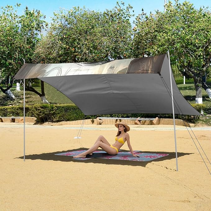 ALAZA Cute Cyberpunk Monkey Beach Tent Sun Shelter UPF50+ Protection Beach Shade Canopy w/ 4 Sandbags for Outdoor Camping Fishing Backyard Fun Picnic 10x9 ft