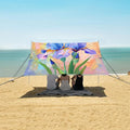 ALAZA Iris Flower Painting Beach Tent Sun Shelter UPF50+ Protection Beach Shade Canopy w/ 4 Sandbags for Outdoor Camping Fishing Backyard Fun Picnic 10x9 ft