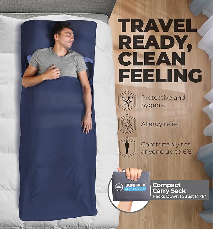 Sleeping Bag Liner - Adult Sleep Sack &amp Travel Sheets for Hotel - Travel Sleep Sack Camping Sleeping Bag Liners for Cold Weather