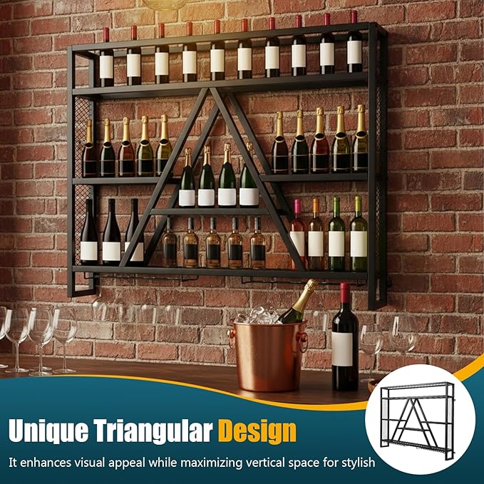 Wall Mounted Rack Multi-Purpose Bar Bottle Display Shelf Large Capacity for Kitchens Bars Cafes