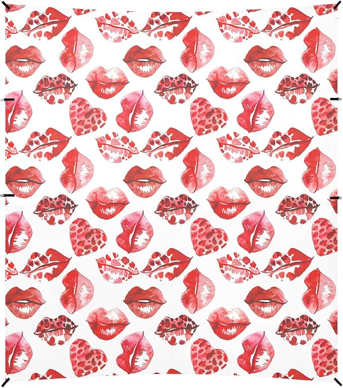 Camping Sun Shelters Leopard Design Lip Watercolor Textured Red Color Beach Canopy 126 * 110.2in