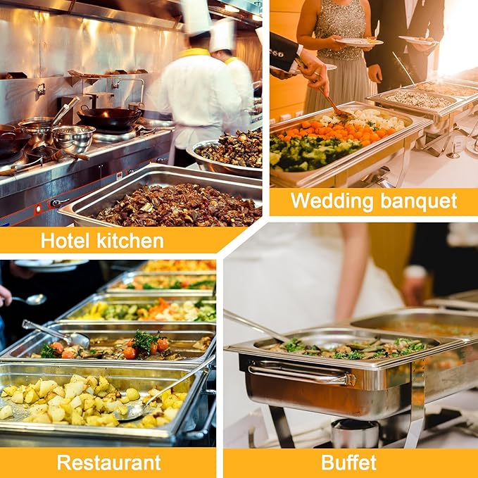 Blulu 4 Pack Hinged Dome Cover with Handle 21. 65 x 13 x 2. 56 Inch Steam Table Pan Hotel Pan Cover Stainless Steel Hinged Dome
