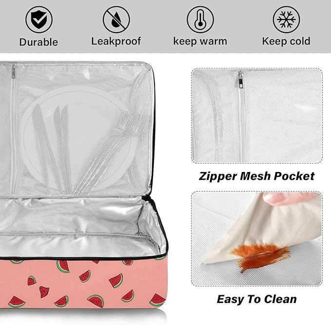 Casserole Carrier Cute Cartoon Watermelon PatternInsulated Casserole Carrier for Hot or Cold Food Thermal Lunch Tote for Potluck Parties Picnic Beach Fits 9 x 13 Inches Baking Dish