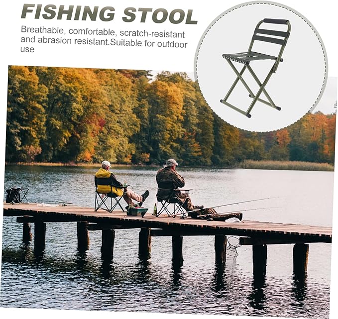 1pc Portable Folding Chair for Fishing Camping Outdoor Use Lightweight Breathable Non- Design Green for Support