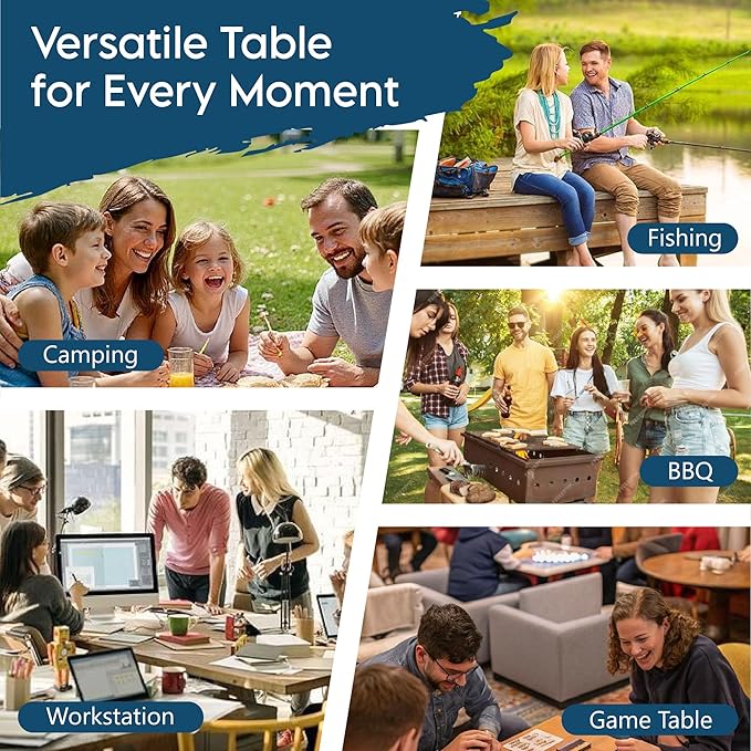 LOFTEY Folding Camping Table with 3 Adjustable Height 3ft Foldable Aluminum Camp Table Lightweight with Storage Bag Portable for Outdoor BBQ Hiking 34.2 x 15.7 x 27.5 Black