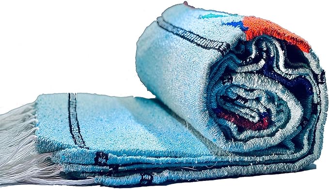 Serape Mexican Blanket Yoga Mat Camping Blanket Beach Blanket Picnic Blanket Handmade Woven Throw Blanket Home Decor Car Blanket (Fish) (Ice)