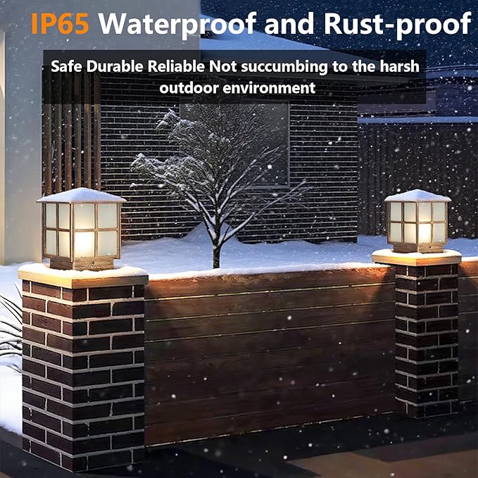 SLAWA Outdoor Post Lights Fixture Modern Yard Entry Outdoor Column Lights with Aluminum Housing Patio Pillar Lights Outdoor with Tempered Glass IP65 Waterproof