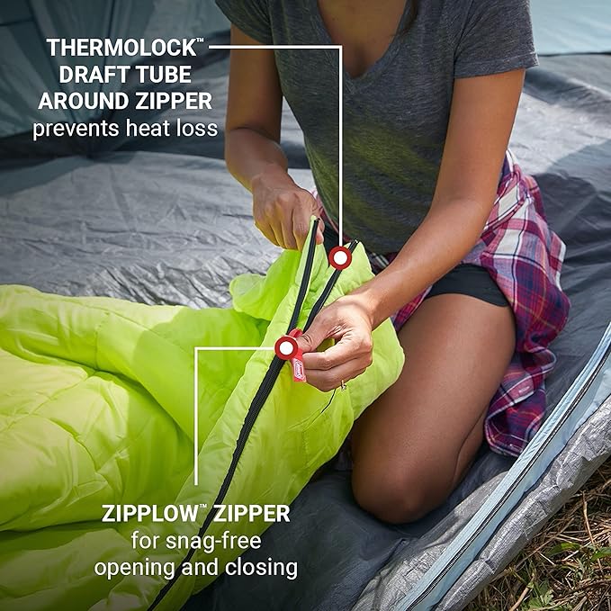Coleman Kompact Sleeping Bag Indoor/Outdoor Lightweight Sleeping Bag for Adults 20°F/30°F/40°F Options for Camping Hiking Backpacking with Included Compression Sack