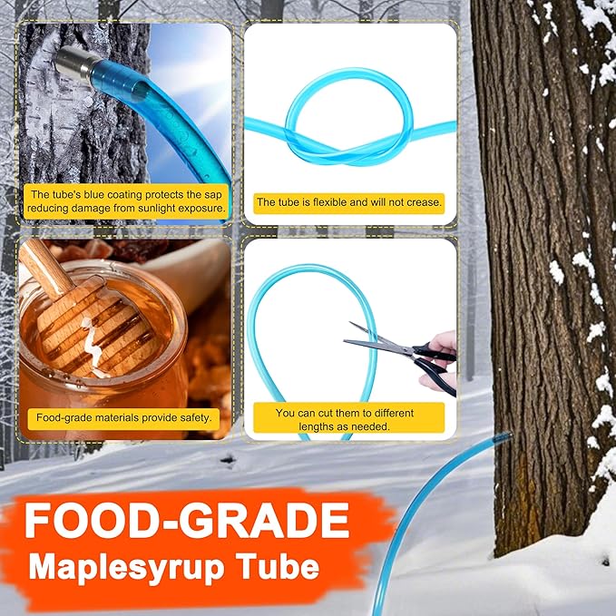 Maple Syrup Tree Tapping Kit with 5 Stainless Steel Maple Tap Spiles &amp Maple Syrup Cone Filter Holder Stand with Thermometer