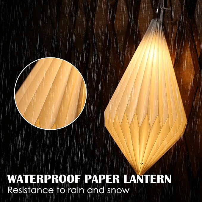 Battery Operated Outdoor Paper Lantern for Patio &amp Garden — 2Pack Waterproof Hanging Decorative Light with Remote Timer Foldable Paper Lantern with String for Backyard Porch Decor
