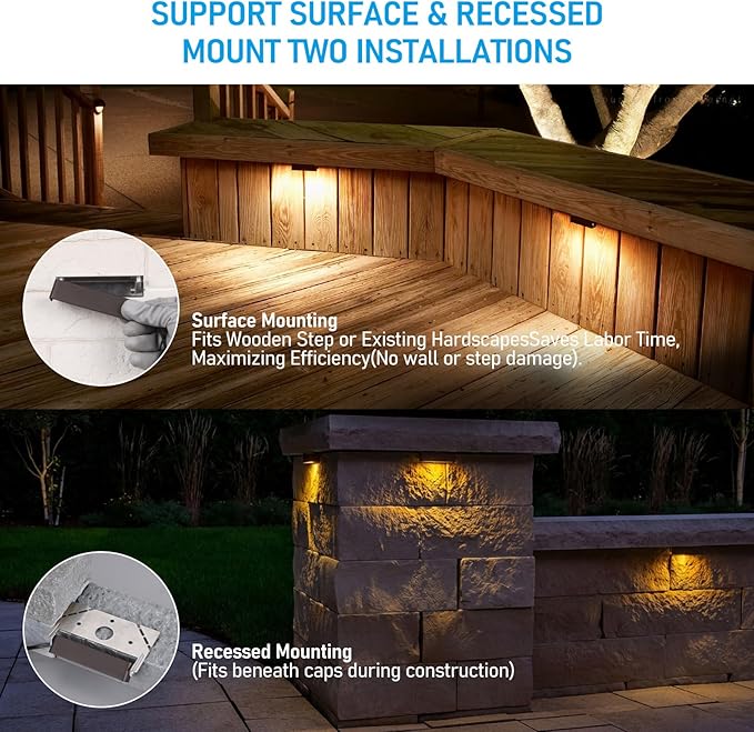 LEONLITE 4 Inch LED Hardscape Lighting Update Retaining Wall Lights LED Landscape Lighting 12-24V AC/DC Paver Light Low Voltage 1W/2W/3W Dimmable Outdoor Step Lights 2700K Soft White ETL 4 Pack