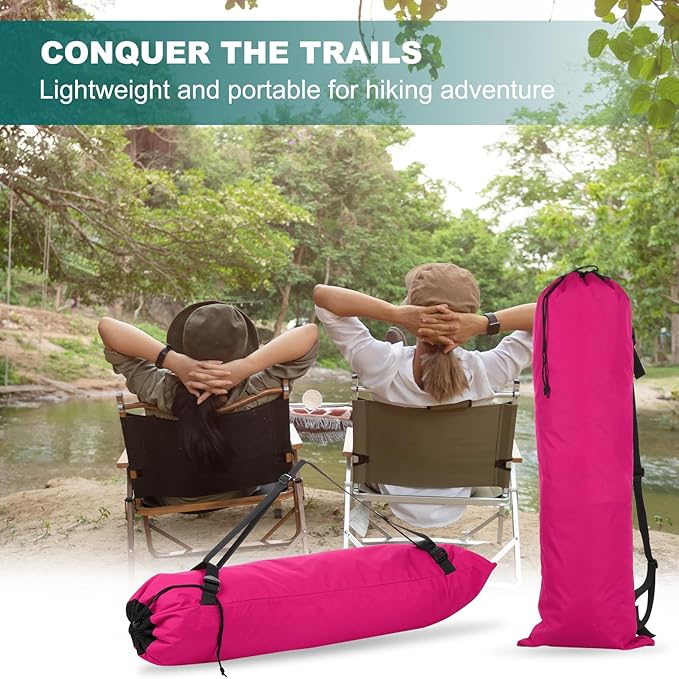 PATIKIL Foldable Camp Chair Replacement Bag 2 Pcs Camping Chairs Folding Chair Carry Bag with Adjustable Shoulder Strap for Outdoor Camping Fishing Storage Rose Red Black