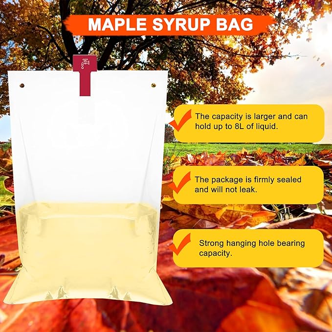 Maple Syrup Tree Tapping Kit with 8L Bags &amp Maple Syrup Cone Filter Holder Stand
