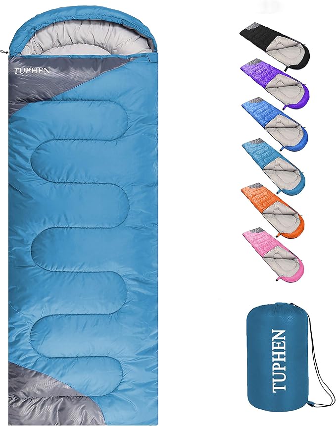 tuphen- Sleeping Bags for Adults Kids Boys Girls Backpacking Hiking Camping Microfiber Liner Cold Warm Weather 4 Seasons Indoor Outdoor Use Lightweight &amp Waterproof