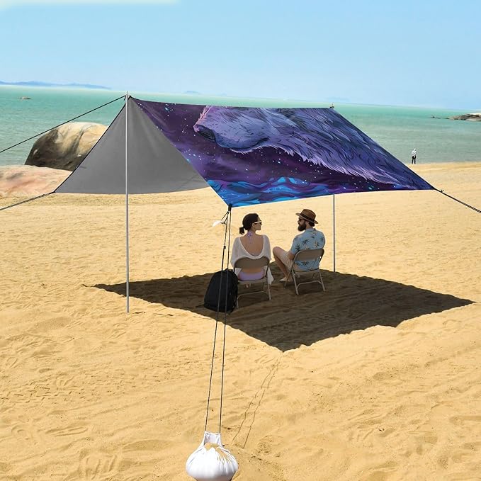 Camping Sun Shelters Wolf Staring Far Beach Canopy 126 * 110.2in