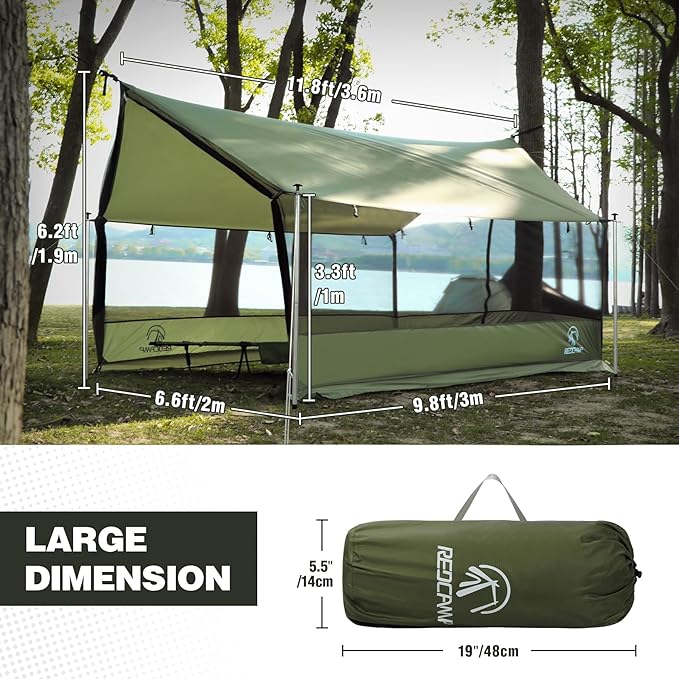 REDCAMP Large Hammock Hot Tent with Stove Jack Waterproof &amp Windproof Winter Wall Tent with Snow Skirt Ultralight 4 Season Tents for Camping Hiking Bushcraft Backpacking Hunting