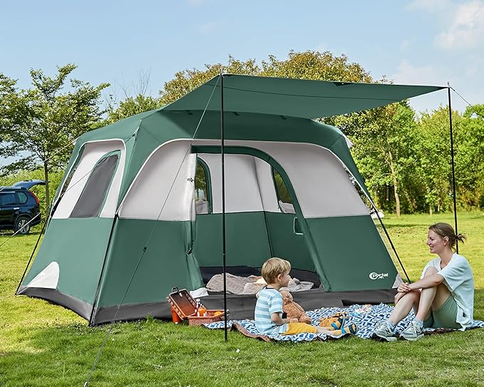 PORTAL 6 | 8 | 10 Person Family Camping Tent with Porch Big Family Camping Tent with Tall Height Good Ventilation Water Resitant Large Tent for Outdoor Camping Backyard