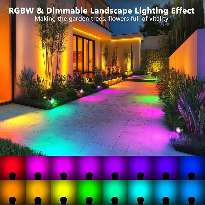 OurLeeme Lawn Flood Light Stake RGB Spot Lights8W Outdoor LED Flood Light Waterproof Garden Yard Lights with Remote Control2-in 1 Landscaping Spotlights for PatioPathway Driveway 85-265V (2 Pcs)