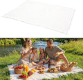 91 x 71 Inch Large White Picnic Blanket Outdoor Picnic Blanket with Fringe Soft Cotton Woven Blanket Picnic Lightweight Foldable Blanket Picnic for Beach Park Camping (White Diamond Pattern)
