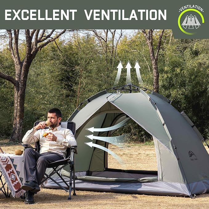 Happy Travel 1/2/3/4 Person Camping Tent Instant Easy Pop Up Tents for CampingAutomatic Waterproof Family Camping Tent Easy Set Up TentPortable Windproof Dome Tent for Camping Hiking &amp Traveli