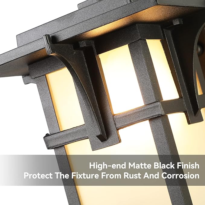 Porch Lights Wall Mount Outdoor Wall Lantern Waterproof Aluminum with Frosted Glass Exterior Light Fixtures Modern Classic Outdoor Wall Lights for Outside House Deck Patio Garage Lighting Black
