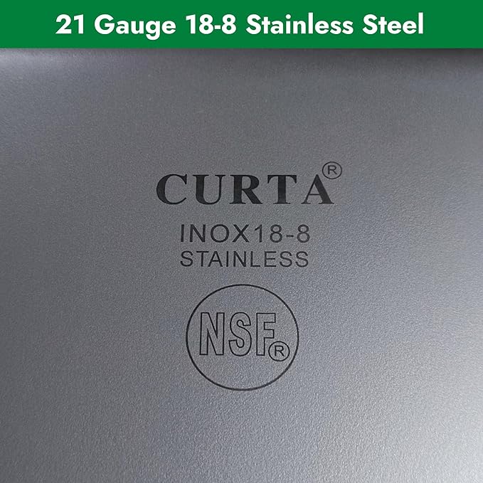 CURTA 6-Inch Deep Spillage Pan Full Size Heavy Duty 18-8 Stainless Steel NSF Listed 21 D x 13 W x 5.91 H 21 Gauge