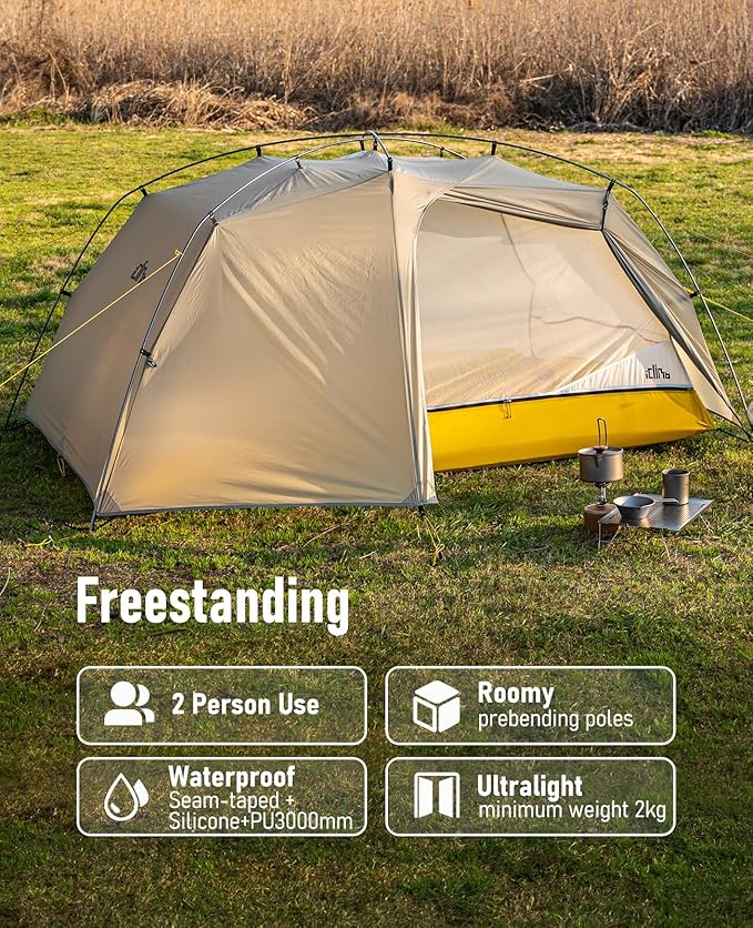 iClimb 1 Ultralight 4 Season Solo Tent and 1 Super Easy Assemble Cot Bundle Ultralight Compact for Adults Outdoor Camping Concert Motorcycling