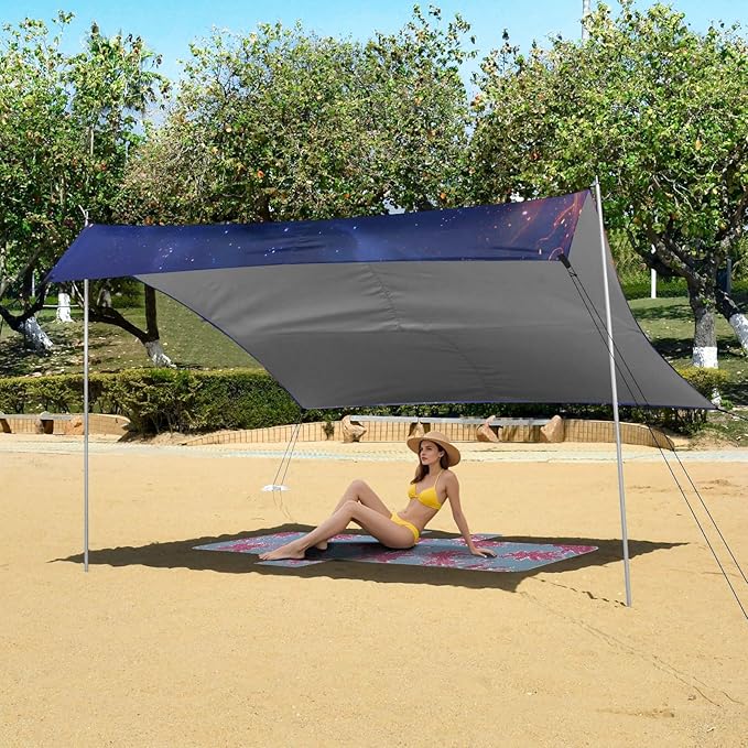 Camping Sun Shelters A Fire Dragon with Open Wings Spit Out Flames Beach Canopy 126 * 110.2in