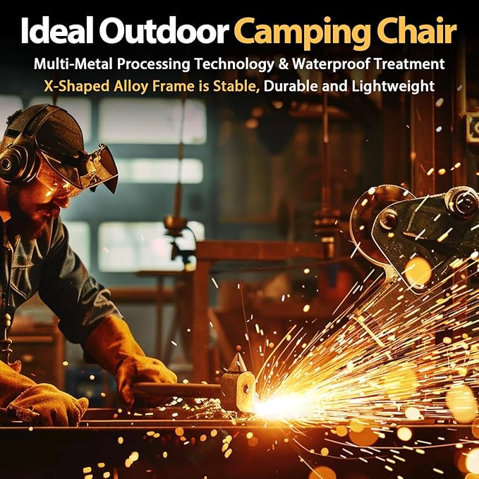 Heated Camping Chair with 20000 mAh Battery Loog-Lasting for 500 Mins Fully Padded Heated Camp Chairs Heavy Duty Folding Chairs Supports 500 lbs for Winter Camping Picnics Tailgating RV Travel