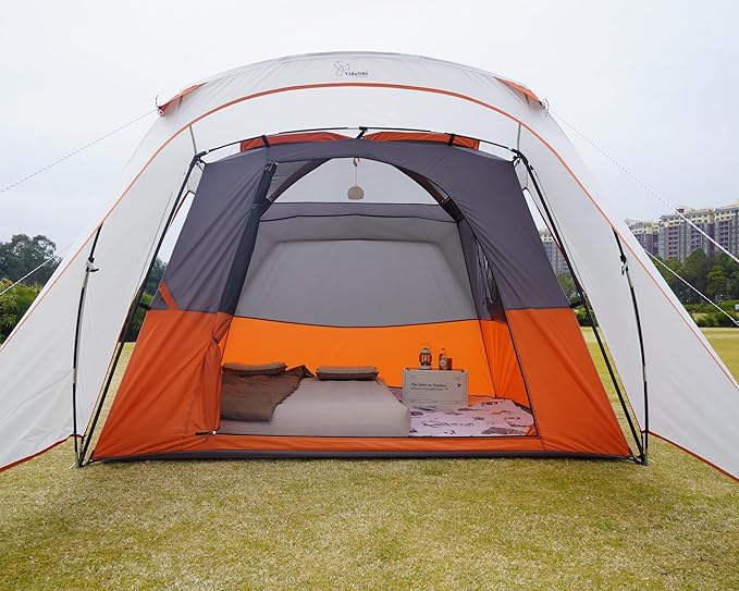 Vidalido 3-4 Person Tent with 1 Mesh Door and 2 Large Mesh Window Double Layer Waterproof Portable Family Cabin Tent 4 Person Tents for Outdoor Camping Hiking