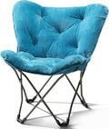 Foldable Butterfly Chair with Soft Microsuede Fabric - Multi-Color Portable Home Seating (Blue)