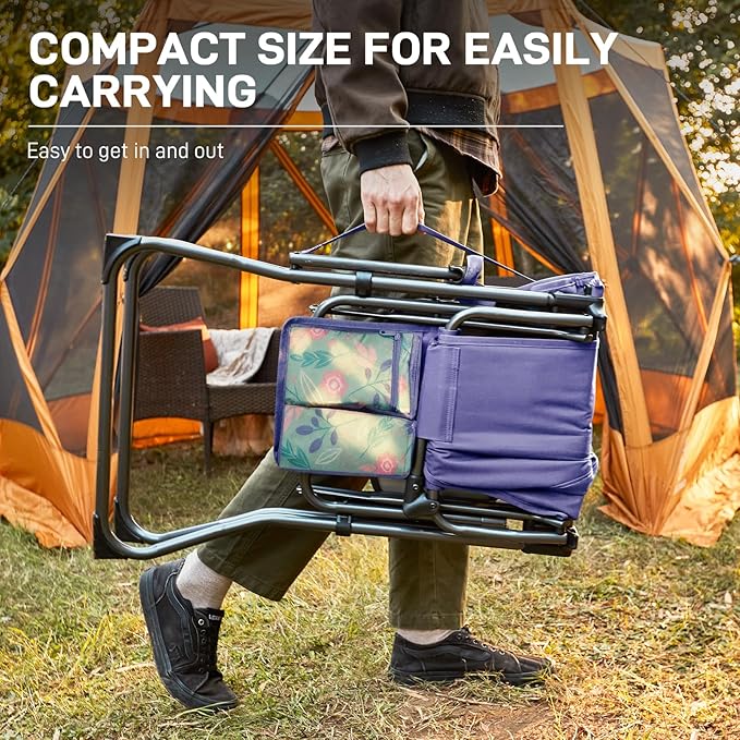 EVER ADVANCED Portable 30.7 Seat Height Tall Folding Camping Chair Directors Chair High Foldable Bar Stool with Side Table for Makeup Artist Sports Event Craft Show Supports 350LBS