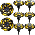 Solar Ground Lights Outdoor Waterproof 8 Pack 12 LEDs Solar Garden Disk Lights Landscape Lighting for Outside Pathway Deck Yard Patio Lawn Driveway Walkway Deco (Warm Lights)