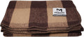 M MCGUIRE GEAR Warm Wool Bunkhouse Plaid Blanket for Camping Home Survival or First Aid 64 x 90 (Light Brown/Brown)