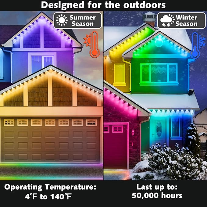 SINLEY 100FT Permanent Outdoor RGB LightsWaterproof Smart LED Eaves Lights with App/Remote Controlfor Christmas and All Holiday DecorDaily and Accent LightingHouse Roof and Garden Lighting