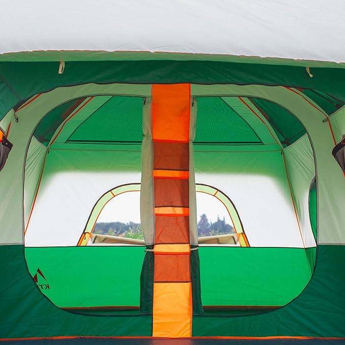 KTT Extra Large Tent 10-12-14 Person(A)Family Cabin Tents2 Rooms3 Doors and 3 Windows with MeshStraight WallWaterproofDouble LayerBig Tent for OutdoorPicnicCampingFamily Gathering