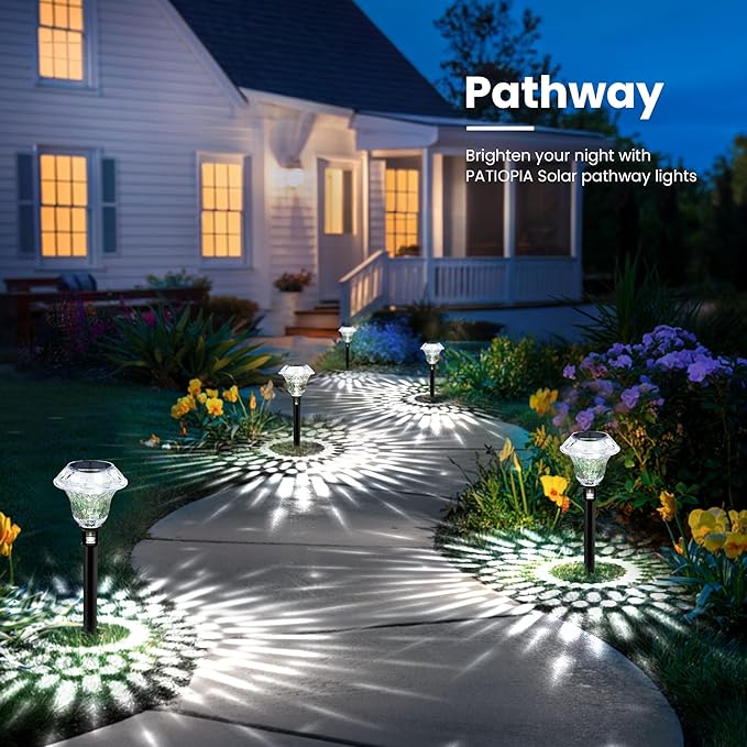 Solar Pathway Lights Garden Decor for Yard Solar Garden Lights for Outside Waterproof Landscape Lighting Garden Decorative for Walkway Driveway Yard Landscape Lawn (8 Pack Cold White)