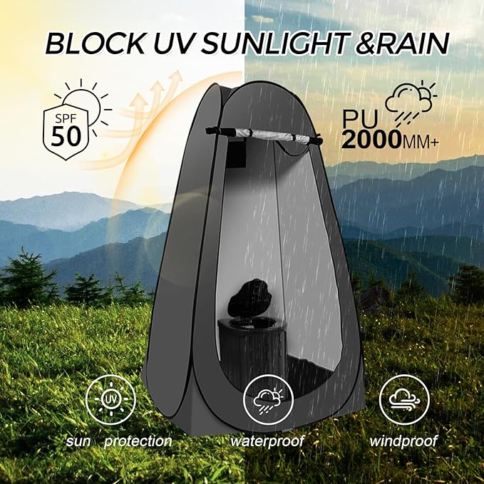 Camping Toilet Kit with Pop Up Privacy Tent X Large Portable Folding Toilet Potty for Adults Outdoor Camp Shower TentsChanging Room with Carry Bag