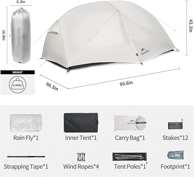 Naturehike Mongar Pro 1/2/3 Person Backpacking TentWaterproof Nylon Easy Setup Lightweight Camping Tent